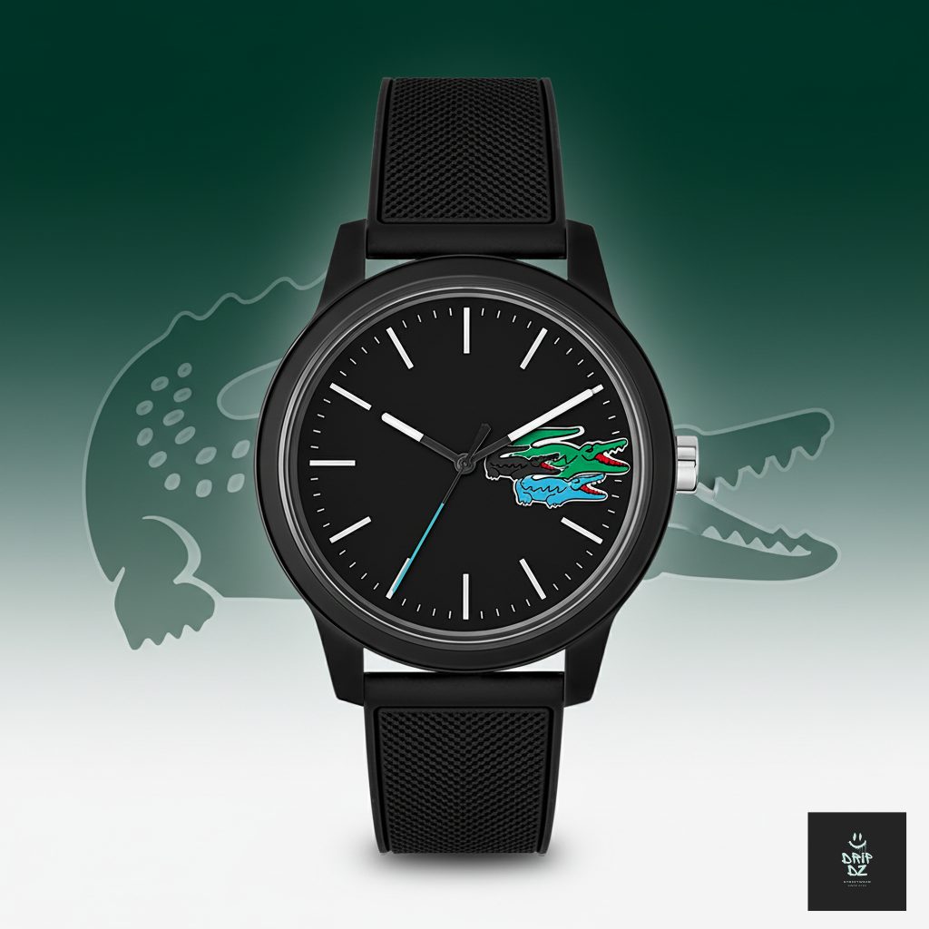 2011134 \ Montre Lacoste.12.12 Holiday à 3 aiguilles - Modèle noir avec bracelet en silicone