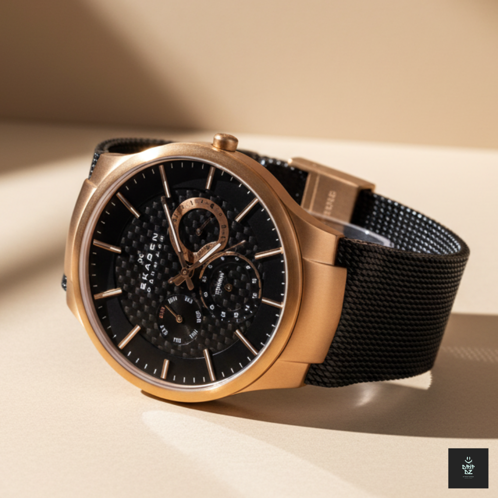 Skagen Men's 809XLTRB Titanium Collection Multifunction Black Mesh Titanium Watch \