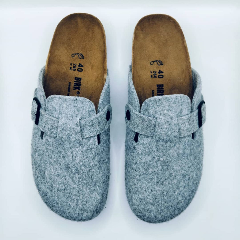 SABOT BIRK BOSTON FEUTRE GRIS CLAIR