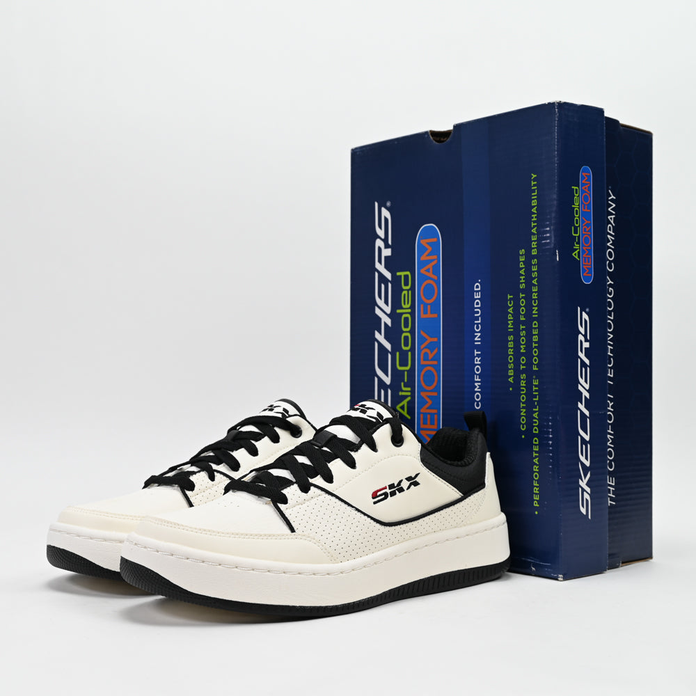 Skechers Sport Court 92 Ottoman — baskets homme blanc noir profil
