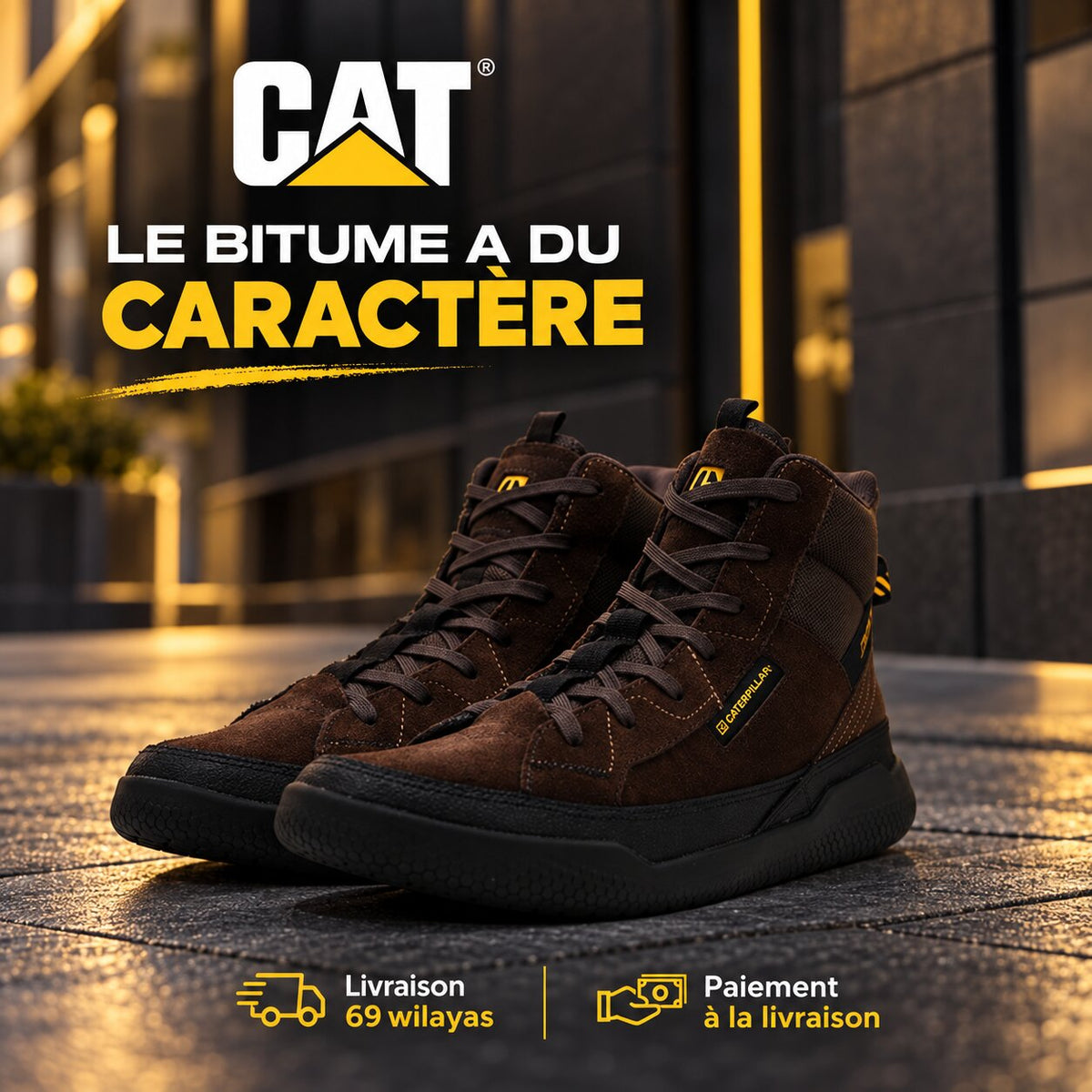 Boots CAT Hex Hi Utility Coffee Bean Homme P110502