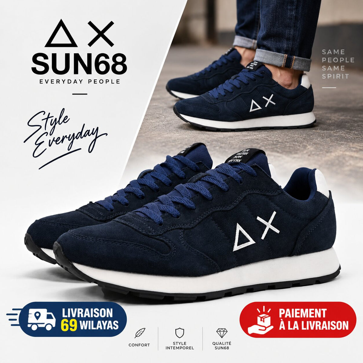 SUN68 Tom Solid Z34101-07 — sneakers marine homme