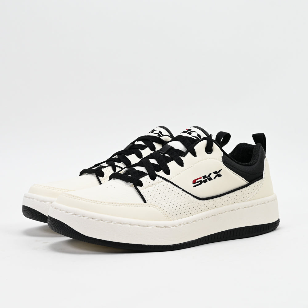 Skechers Sport Court 92 Ottoman — baskets homme blanc noir vue arrière