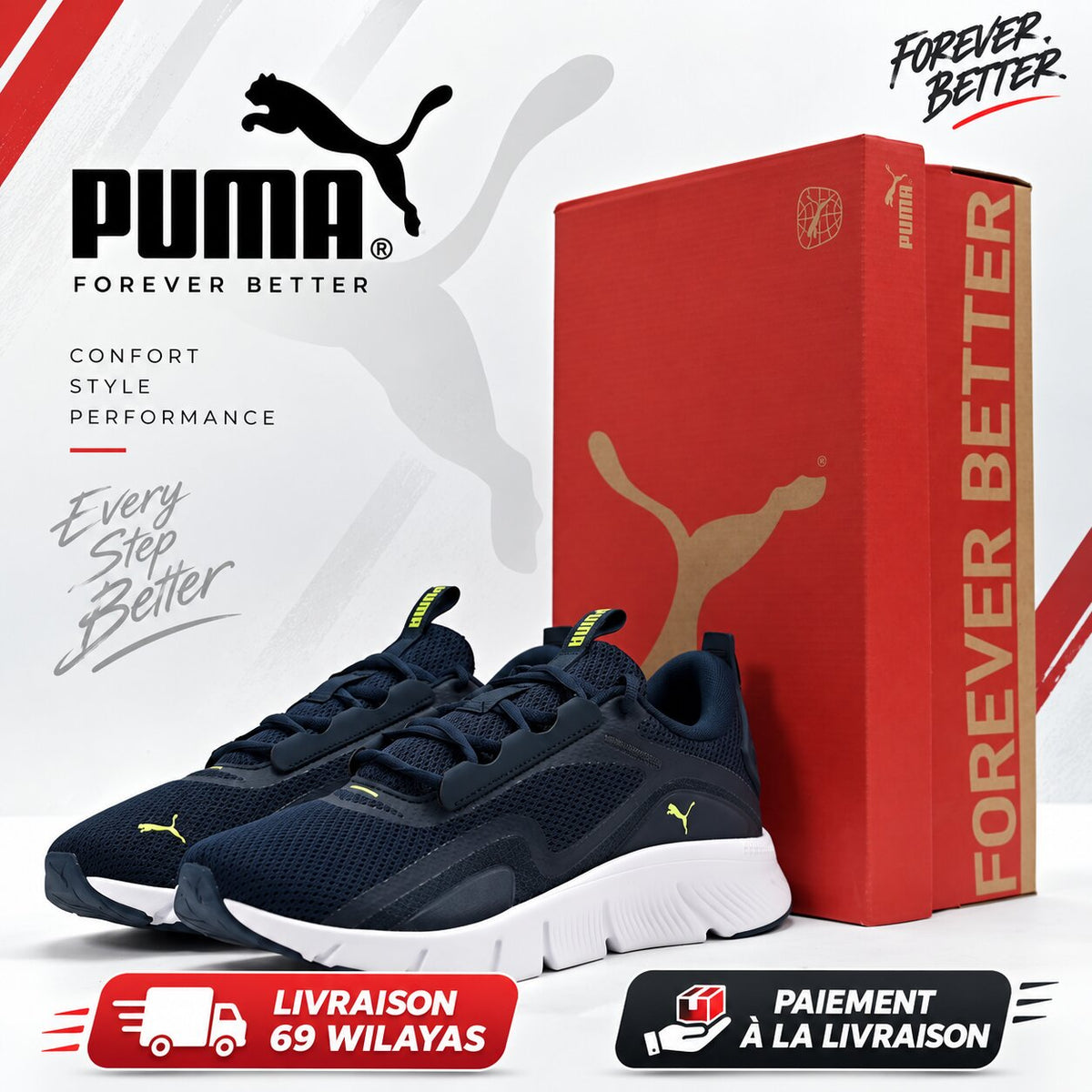 PUMA FlexFocus Lite — baskets running homme marine