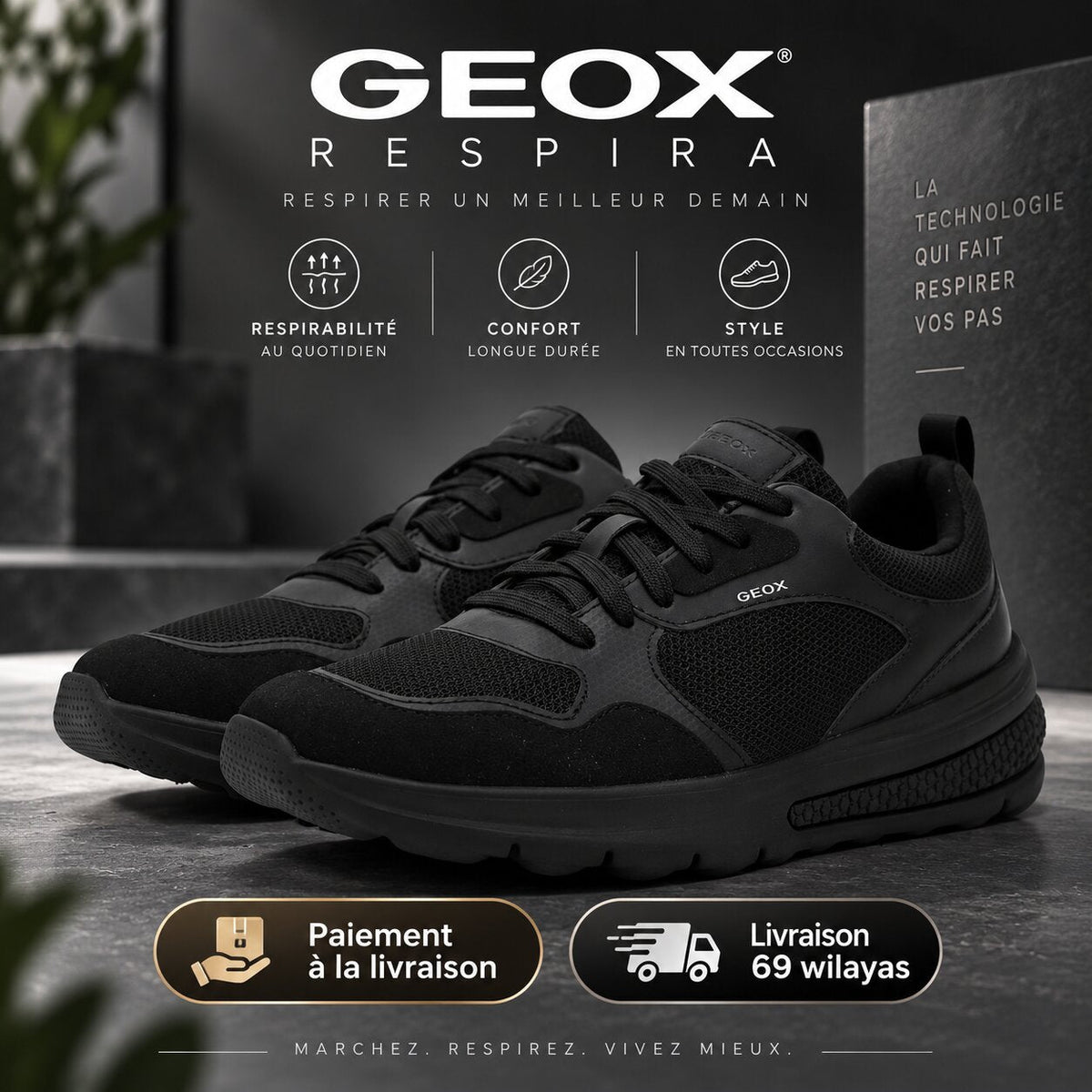 Geox Activart — sneakers noir homme