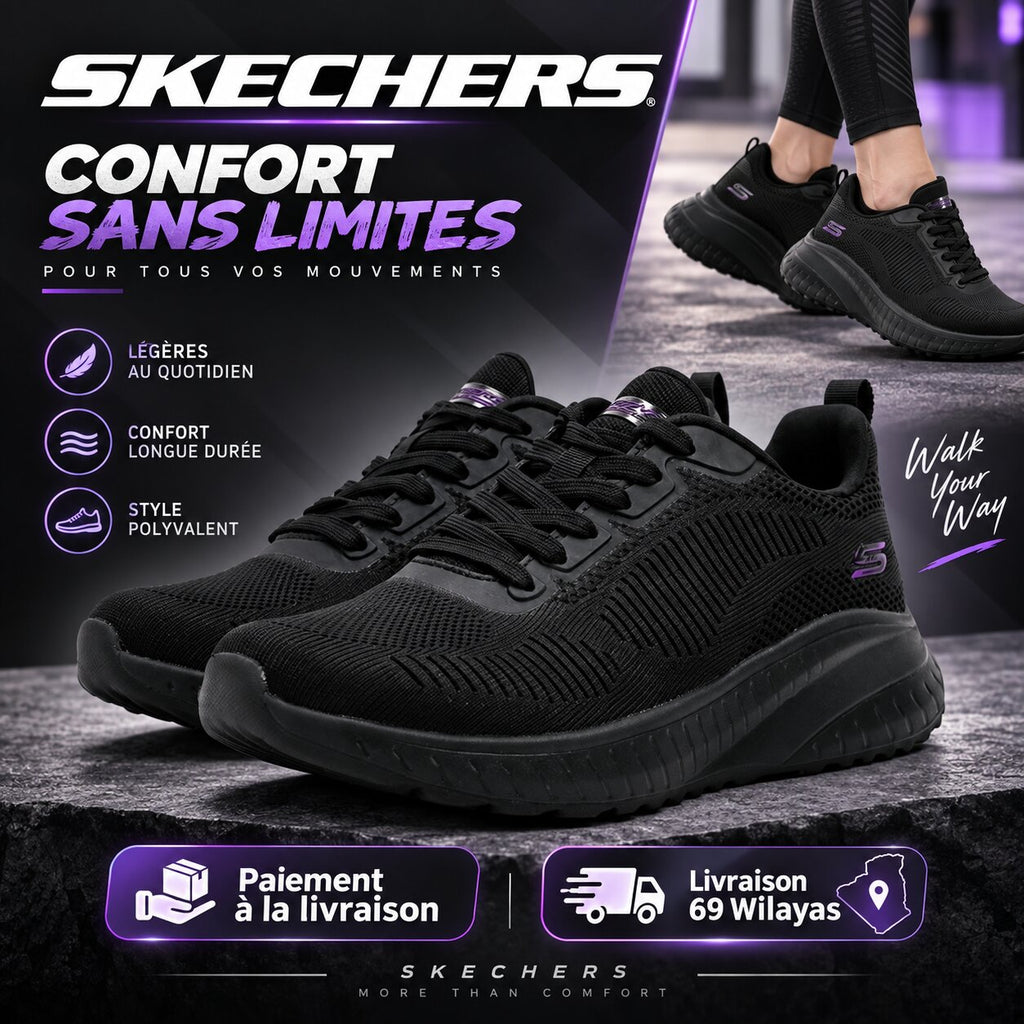 Skechers BOBS Squad Chaos Face Off — baskets femme noir