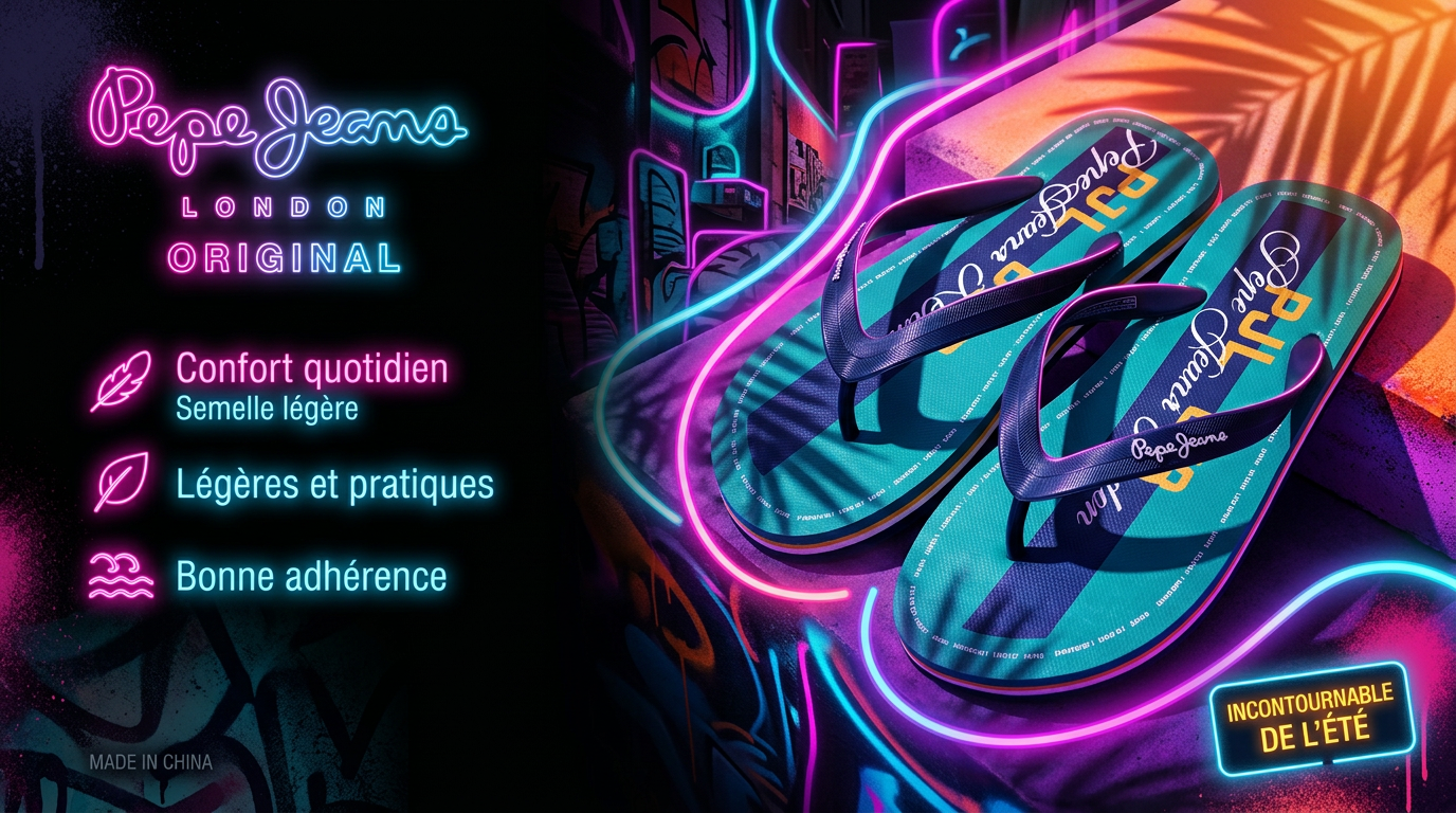 Vitrine Claquettes ete neon graffiti DripOrix