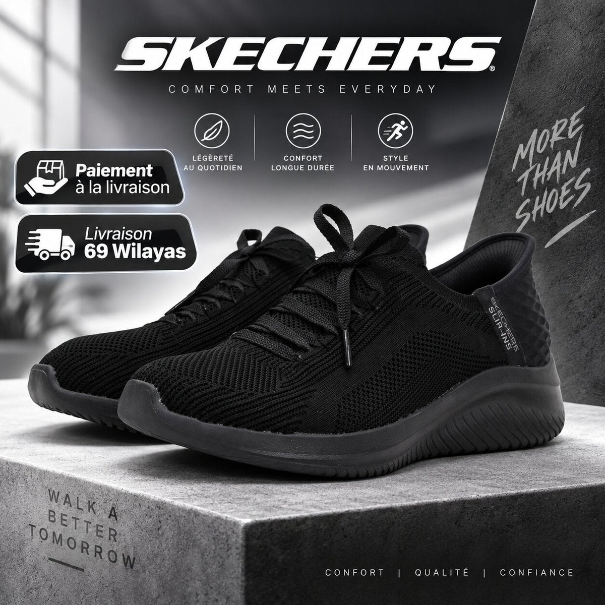 Skechers Ultra Flex 3.0 Brilliant Path — baskets femme noir