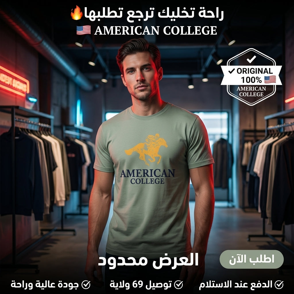 American College t-shirt pour Homme TS260103-DK-GREEN